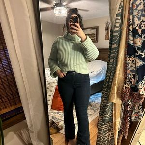 Blue Turtleneck Chunky Sweater